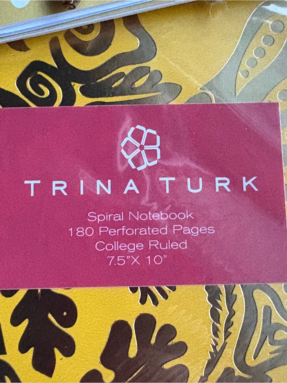 Trina Turk Yellow & Gold Notebook, 5 Floral Cards w/Envelopes and a Pen - Picture 2 of 3